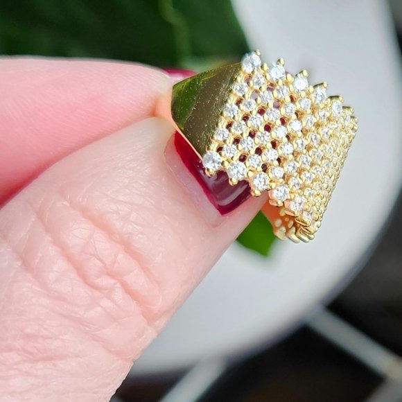 Savvy Cie 18K Gold Over Sterling Silver Band with Cubic Zirconia Stones - Picture 5 of 12